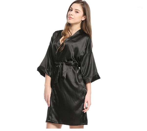 v neck three quarter sleeve comfortable soft womens designer robe with belt summer casual sleepwear pure color pyjamas, Black;red
v neck three quarter sleeve comfortable soft womens designer robe with belt summer casual sleepwear pure color pyjamas, Black;red