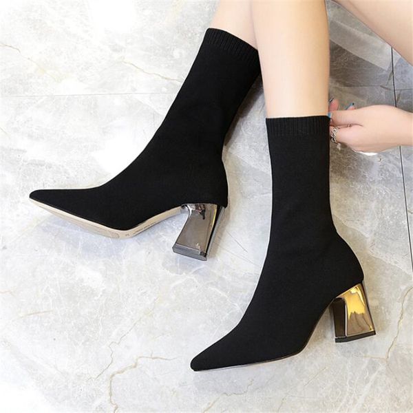 new booties women's shoes pointed thick stretch boots knit socks fashion boots women sneakers shoes winter women, Black
new booties women's shoes pointed thick stretch boots knit socks fashion boots women sneakers shoes winter women, Black