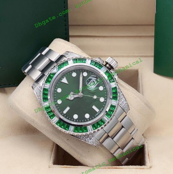 luxury watch gmt ii 18k white gold full green diamond 40mm stainless steel bracelet 116759 automatic fashion men's watches wristwatch, Slivery;brown
luxury watch gmt ii 18k white gold full green diamond 40mm stainless steel bracelet 116759 automatic fashion men's watches wristwatch, Slivery;brown