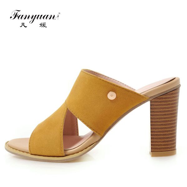 fanyuan fashion solid summer slippers metal decoration outside sandals square high heel shoes women slides size 34-43, Black
fanyuan fashion solid summer slippers metal decoration outside sandals square high heel shoes women slides size 34-43, Black