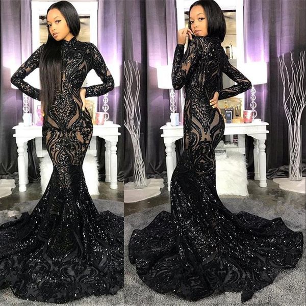 new bling evening dresses wear black sequined lace long sleeves illusion sequins mermaid special occasion formal prom gowns, Black;red
new bling evening dresses wear black sequined lace long sleeves illusion sequins mermaid special occasion formal prom gowns, Black;red