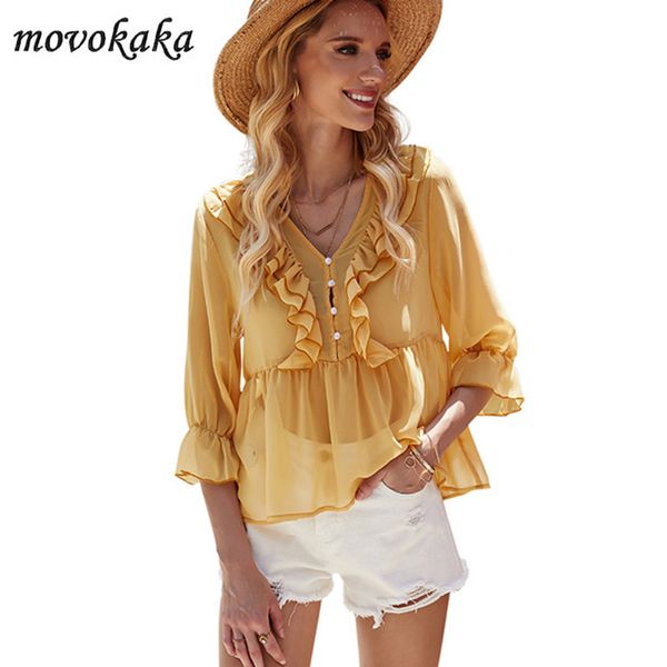 movokaka new summer blouse women long sleeve loose women's shirt ruffles blouses women casual shirt women's blouses yellow, White
movokaka new summer blouse women long sleeve loose women's shirt ruffles blouses women casual shirt women's blouses yellow, White