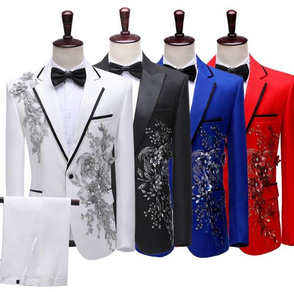 sequin blazer men applique suit set with pants mens wedding suits costume singer star style dance stage clothing formal dress, White;black
sequin blazer men applique suit set with pants mens wedding suits costume singer star style dance stage clothing formal dress, White;black