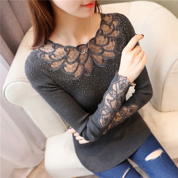fashion hollow out women sweaters knitted long sleeve autumn winter lace patchwork pullovers blusas mujer body top, White;black
fashion hollow out women sweaters knitted long sleeve autumn winter lace patchwork pullovers blusas mujer body top, White;black