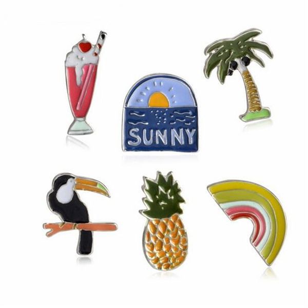 pineapple rainbow coconut tree woodpecker ice cream gift combination special brooch creative creative personality unique lapel pins, Gray
pineapple rainbow coconut tree woodpecker ice cream gift combination special brooch creative creative personality unique lapel pins, Gray