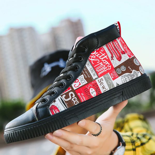 men sneakers outdoor pu leather breathable trend shoes for man new zapatos hombre fashion shoes men high lace-up sneakers, Black
men sneakers outdoor pu leather breathable trend shoes for man new zapatos hombre fashion shoes men high lace-up sneakers, Black