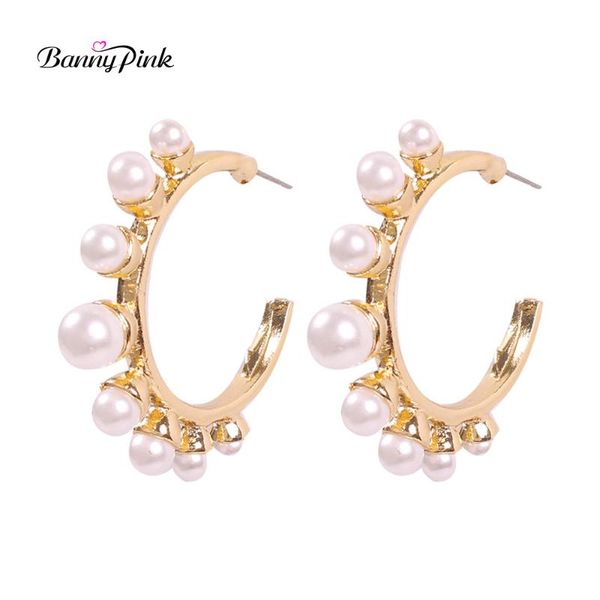 banny pink chunky metal c shaped hoop earrings for women chic white black pearl statement earrings big circle geometric, Golden;silver
banny pink chunky metal c shaped hoop earrings for women chic white black pearl statement earrings big circle geometric, Golden;silver