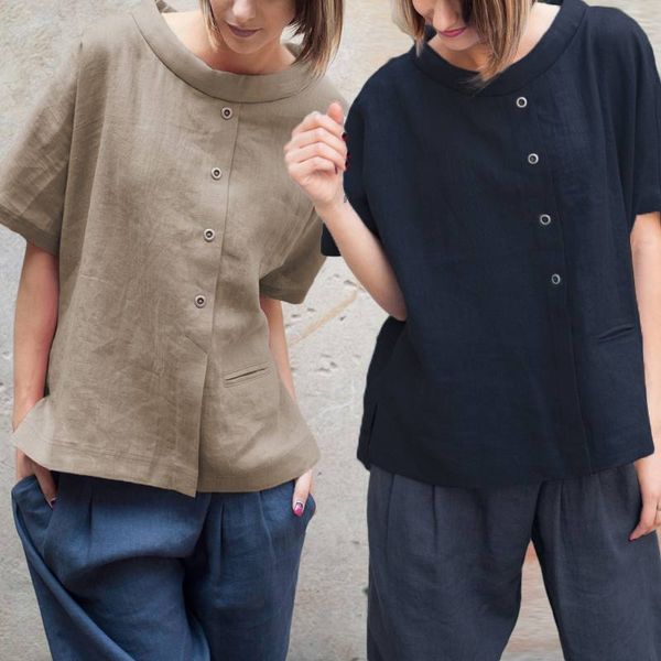 2019 celmia oversized vintage linen women blouses short sleeve buttons casual summer shirts pockets patchwork loose blusas, White
2019 celmia oversized vintage linen women blouses short sleeve buttons casual summer shirts pockets patchwork loose blusas, White