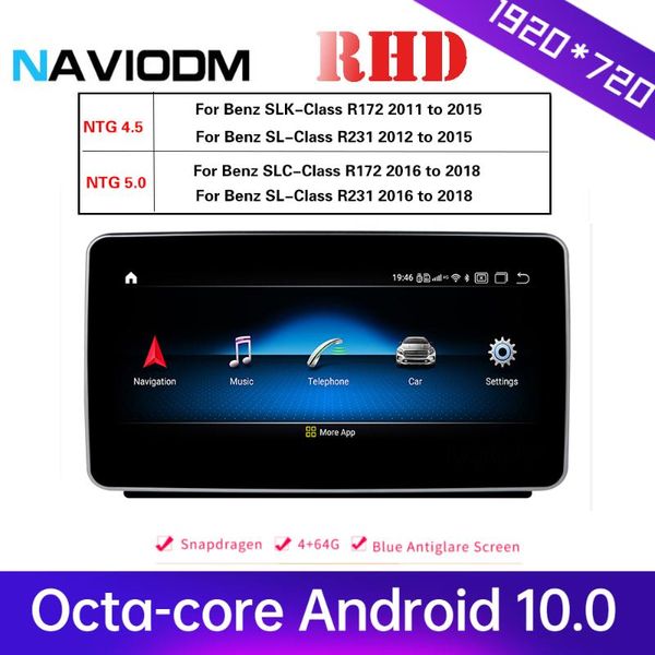 1920*720 android 10.0 4+64g car multimedia system car dvd player auto stereo for slk/sl/r172/r23 2011-2020 rhd gps