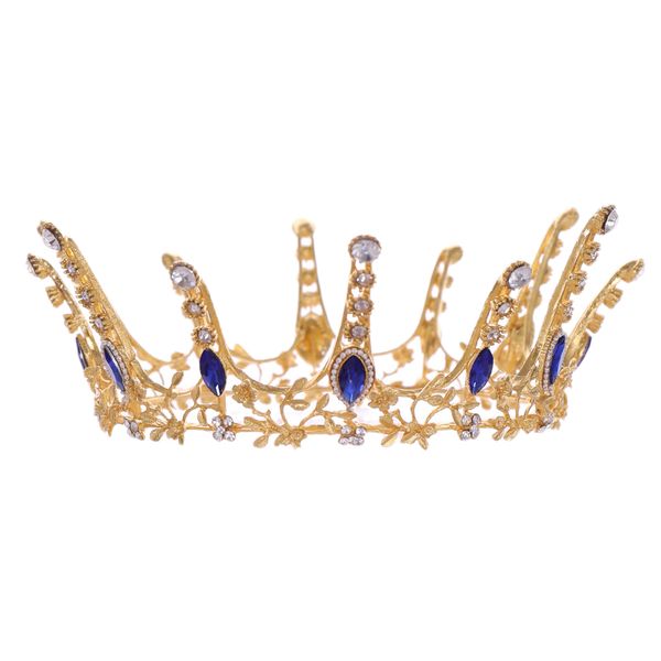 retro personality european full crown bride crown blue rhinestone wedding dress accessories big headdress jewelry, Golden;white
retro personality european full crown bride crown blue rhinestone wedding dress accessories big headdress jewelry, Golden;white