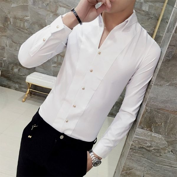 men shirt brand new solid long sleeve shirt men all match simple mens casual shirts slim fit night club party dress 3xl, White;black
men shirt brand new solid long sleeve shirt men all match simple mens casual shirts slim fit night club party dress 3xl, White;black