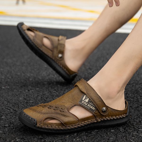 2020 summer new sandals men and men leather casual beach shoes cowhide dual-use wear sandals and slippers, Black
2020 summer new sandals men and men leather casual beach shoes cowhide dual-use wear sandals and slippers, Black