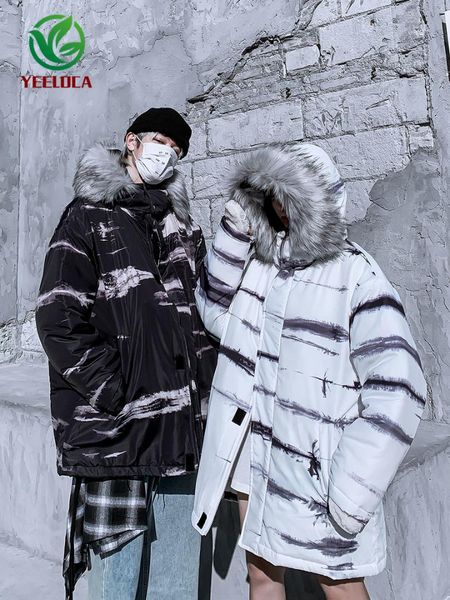 hip hop men fur collar hooded jacket winter warm cotton coat 2019 high street splash ink personality harajuku leisure parkas, Black
hip hop men fur collar hooded jacket winter warm cotton coat 2019 high street splash ink personality harajuku leisure parkas, Black