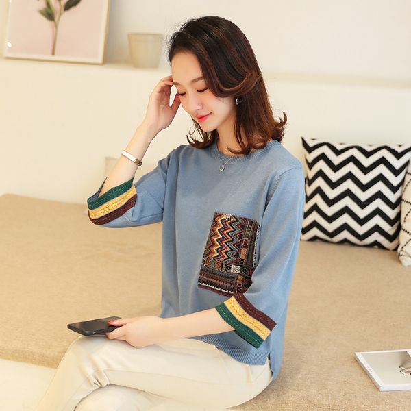 women's sweaters seven-point sleeves vitality girl sweater loose large size round neck stitching ethnic style knitted base jumpers fema, White;black
women's sweaters seven-point sleeves vitality girl sweater loose large size round neck stitching ethnic style knitted base jumpers fema, White;black