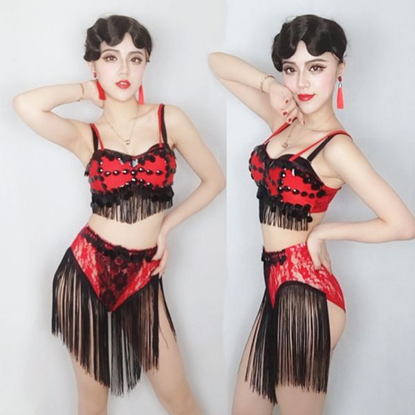 holographic outfits women red tassel jazz dance costume bar clothing nightclub dj singer costumes sequin dance outfit dl5137, Black;red
holographic outfits women red tassel jazz dance costume bar clothing nightclub dj singer costumes sequin dance outfit dl5137, Black;red