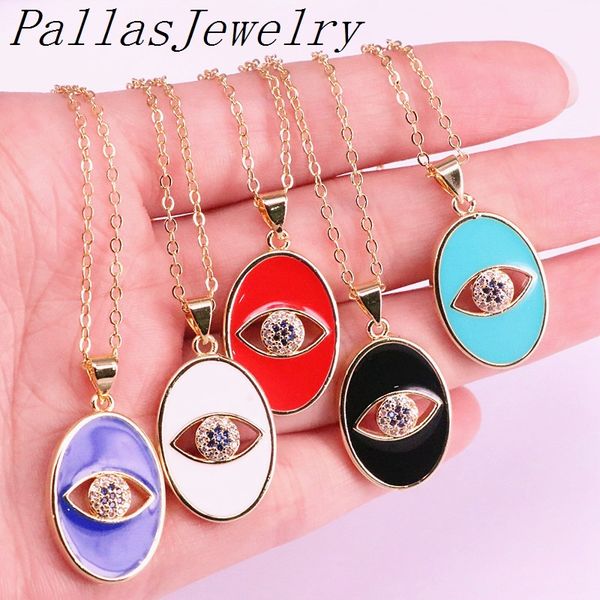 10pcs new mix color enamel with pave cz eye oval charm pendant necklaces for women girl, Silver
10pcs new mix color enamel with pave cz eye oval charm pendant necklaces for women girl, Silver