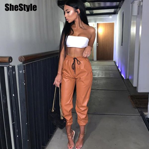 shestyle pu leather drawstring winter jogger pants women high waist casual loose thick 2020 autumn trousers outfit clothing, Black;white
shestyle pu leather drawstring winter jogger pants women high waist casual loose thick 2020 autumn trousers outfit clothing, Black;white