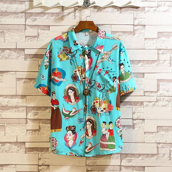 2019 summer new hawaiian style beach vacation shirt fashion girl painted print men's vacation casual loose short sleeve shirt, White;black
2019 summer new hawaiian style beach vacation shirt fashion girl painted print men's vacation casual loose short sleeve shirt, White;black