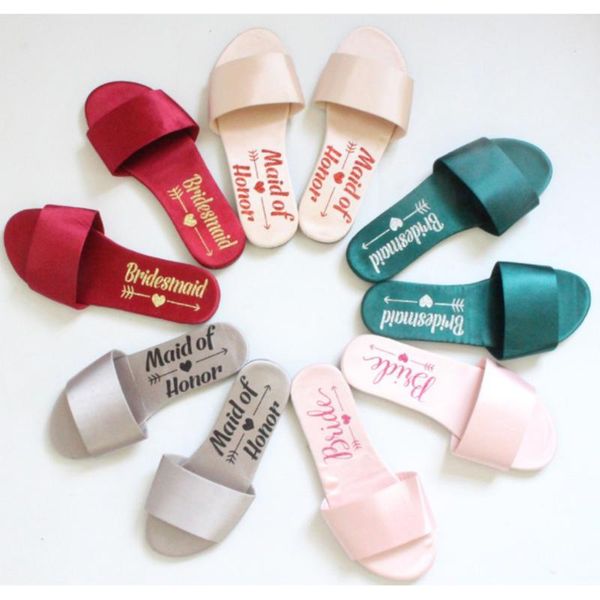 wedding slippers bride maid of honor bachelorette bridal shower flat shoes, Black