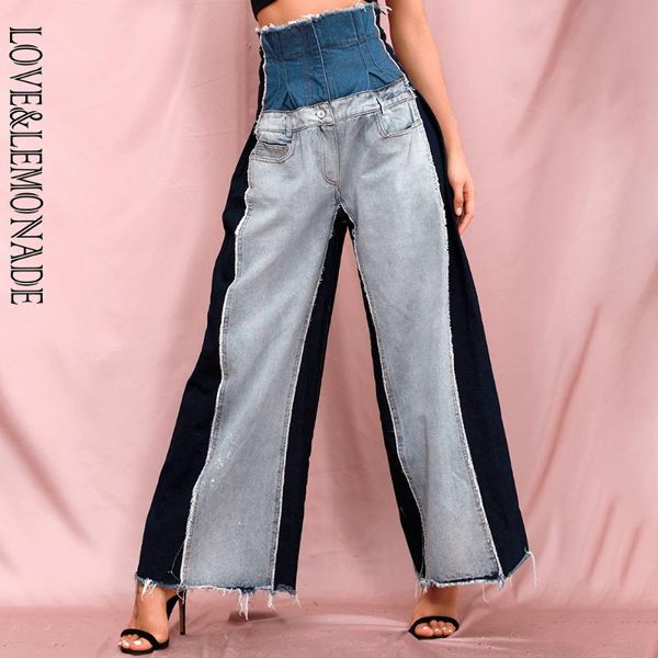 love & lemonade high waist colorblock wash wash denim straight pants lm90200, Blue
love & lemonade high waist colorblock wash wash denim straight pants lm90200, Blue