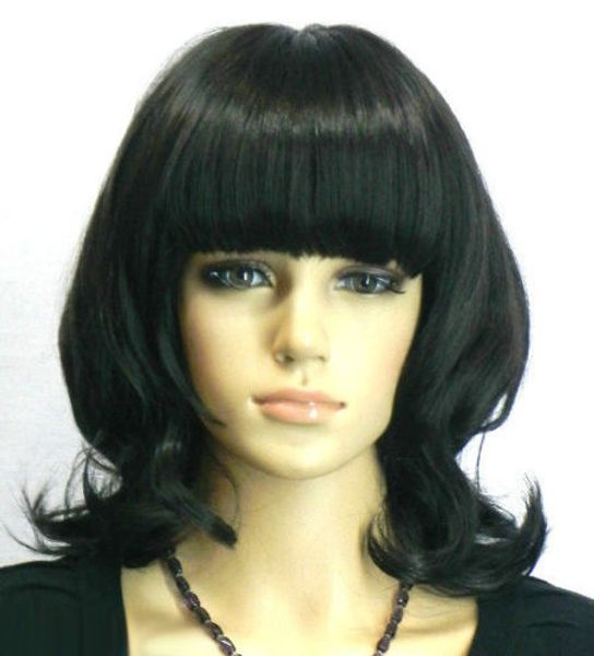 fashion black wavy medium long neat bangs women lady cosplay hair wig wigs + cap
fashion black wavy medium long neat bangs women lady cosplay hair wig wigs + cap