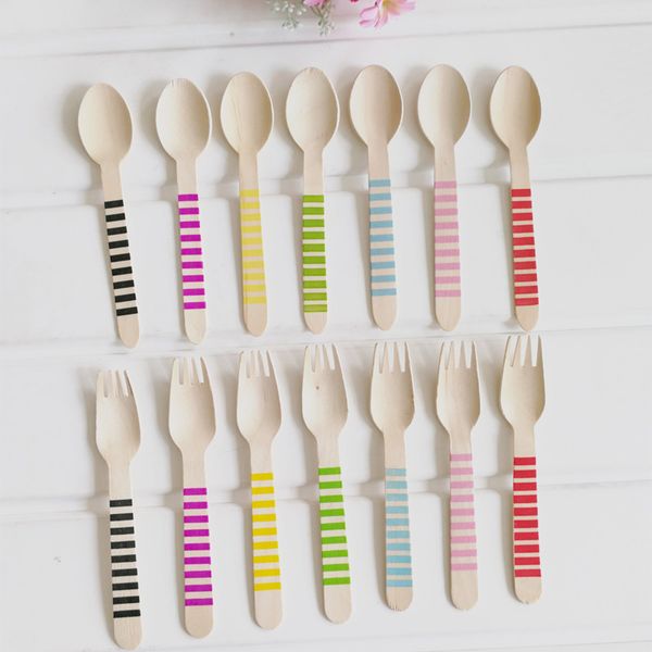natural wood disposable flatware with colorful stripe pattern disposable wooden fork knife spoon for party
natural wood disposable flatware with colorful stripe pattern disposable wooden fork knife spoon for party