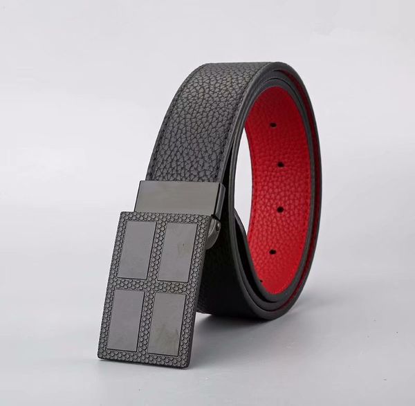2020 роскошный новый модельер бренда пояс мужской мода делового пояса красного кожаная черная кнопка роскоши высокого качество ремень, Black;brown