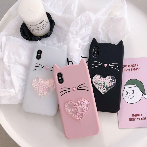

beard cat quicksand cell phonecase for iphone x 67 8 plus silica gel tpu case shock absorption soft transparent panel back cover