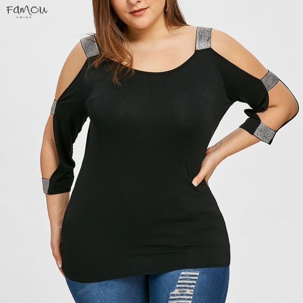off the shoulder trapezoidal cut women fashion plus size spandex ladder cut glittery t shirt o neck solid top, White
off the shoulder trapezoidal cut women fashion plus size spandex ladder cut glittery t shirt o neck solid top, White