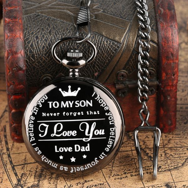 customized to my son i love you love dad forever design quartz pocket watch souvenir gift pendant clock for son dad, Slivery;golden
customized to my son i love you love dad forever design quartz pocket watch souvenir gift pendant clock for son dad, Slivery;golden