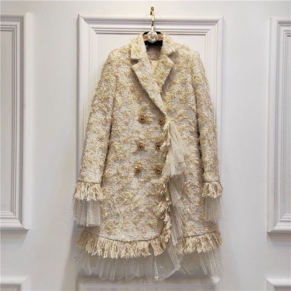 2019 silk coarse flowers drill buckle tassel splice mesh gauze coat with bright silk double buckle flowers winter coat women, Black
2019 silk coarse flowers drill buckle tassel splice mesh gauze coat with bright silk double buckle flowers winter coat women, Black