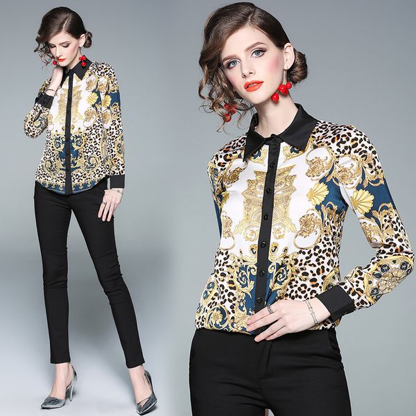 2019 spring summer fall runway vintage floral print collar long sleeve button front up down womens casual shirt blouse, White
2019 spring summer fall runway vintage floral print collar long sleeve button front up down womens casual shirt blouse, White