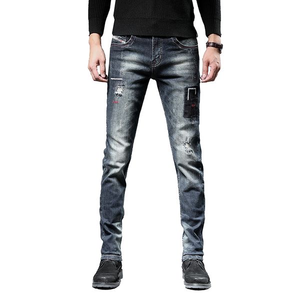 european american style casual retro ripped jeans men stretch slim denim jeans mens cotton distressed, Blue
european american style casual retro ripped jeans men stretch slim denim jeans mens cotton distressed, Blue