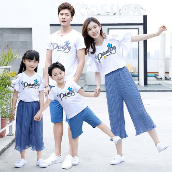 family matching clothes mother daughter son and father clothing set baby girls wide leg pants suits kids boys casual sets 2-10y, Blue
family matching clothes mother daughter son and father clothing set baby girls wide leg pants suits kids boys casual sets 2-10y, Blue