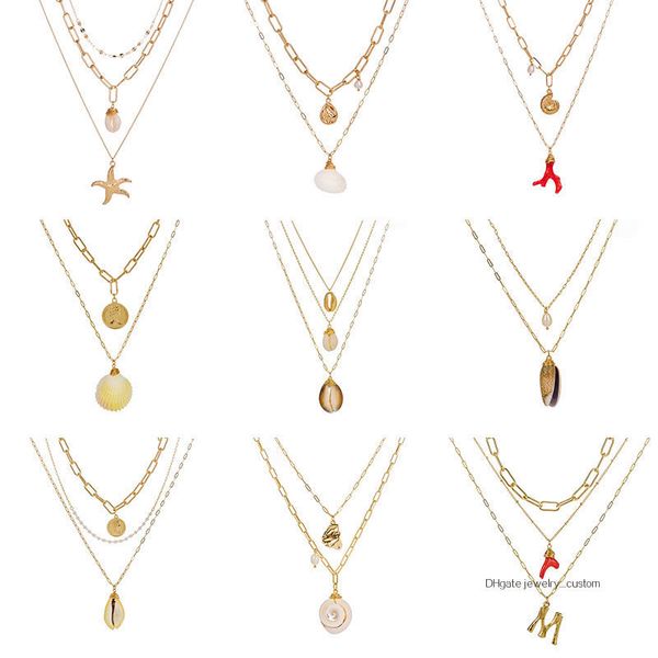 multi-storey necklace pearl shell starfish conch pendeloque cut personality ocean wind series accessories, Silver
multi-storey necklace pearl shell starfish conch pendeloque cut personality ocean wind series accessories, Silver