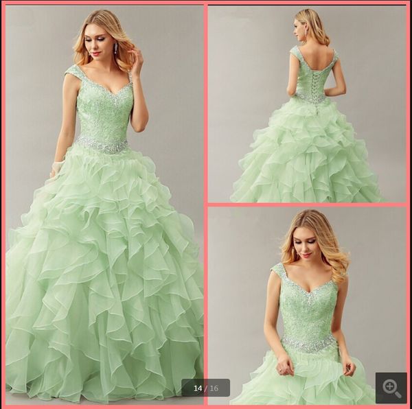 vestido de festa mint green lace ball gown ruffled prom dresses beaded crystals sweet 16 puffy quinceanera dresses prom gowns sale, Black
vestido de festa mint green lace ball gown ruffled prom dresses beaded crystals sweet 16 puffy quinceanera dresses prom gowns sale, Black