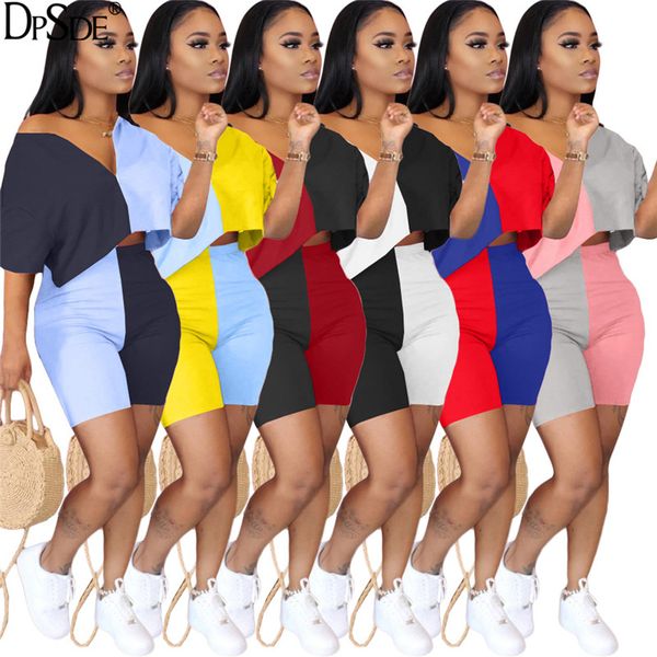 dpsde women 2020 new casual street style sets short sleeve v neck zipper elastic short pants stitching color two piece sets, White
dpsde women 2020 new casual street style sets short sleeve v neck zipper elastic short pants stitching color two piece sets, White