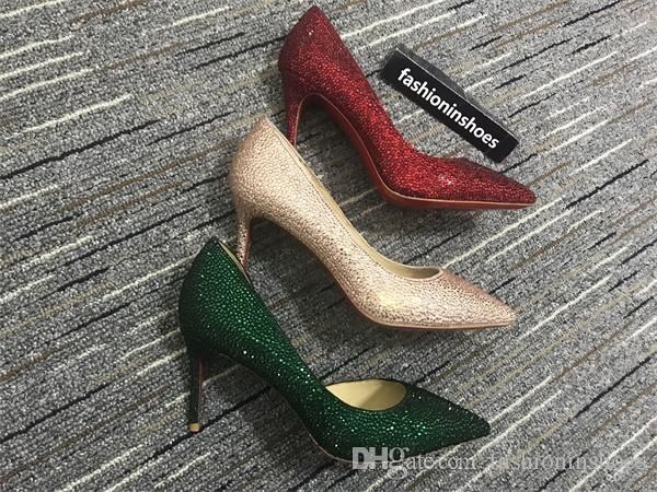 luxury designer red bottoms heels 10cm bride rhinestone crystal diamond glitters high heeled party prom red bottom pumps wedding shoes 35-42, Black
luxury designer red bottoms heels 10cm bride rhinestone crystal diamond glitters high heeled party prom red bottom pumps wedding shoes 35-42, Black