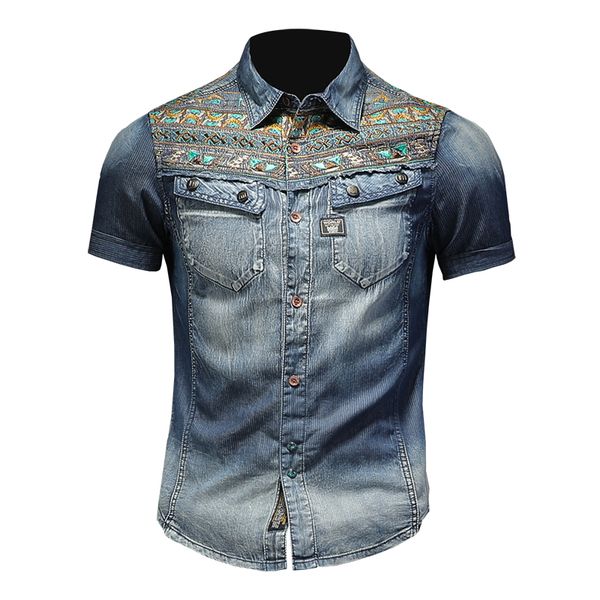 mens denim shirts casual short sleeves camisas vintage embroidery floral shirt luxury stylish slim fit west cowboy shirts, White;black
mens denim shirts casual short sleeves camisas vintage embroidery floral shirt luxury stylish slim fit west cowboy shirts, White;black