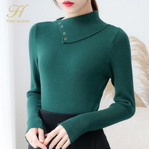 h han queen new autumn winter knitted long sleeve slim pullover women sweaters fashion harajuku jumper female casual sweater, White;black
h han queen new autumn winter knitted long sleeve slim pullover women sweaters fashion harajuku jumper female casual sweater, White;black