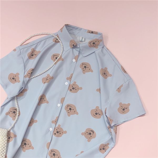 women small fresh cute bear print short sleeve blouse young girl student loose summer 2020 wild casual shirt college style, White
women small fresh cute bear print short sleeve blouse young girl student loose summer 2020 wild casual shirt college style, White