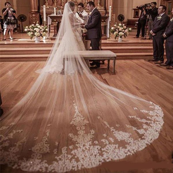 luxury cathedral wedding veils one layer 3 meters long with comb lace applique white ivory wedding accessories custom made, Black
luxury cathedral wedding veils one layer 3 meters long with comb lace applique white ivory wedding accessories custom made, Black