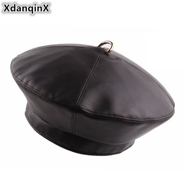 xdanqinx autumn winter women's hat pu leather metal ring beret caps new solid wild retro fashion pumpkin painter hats for women, Blue;gray
xdanqinx autumn winter women's hat pu leather metal ring beret caps new solid wild retro fashion pumpkin painter hats for women, Blue;gray