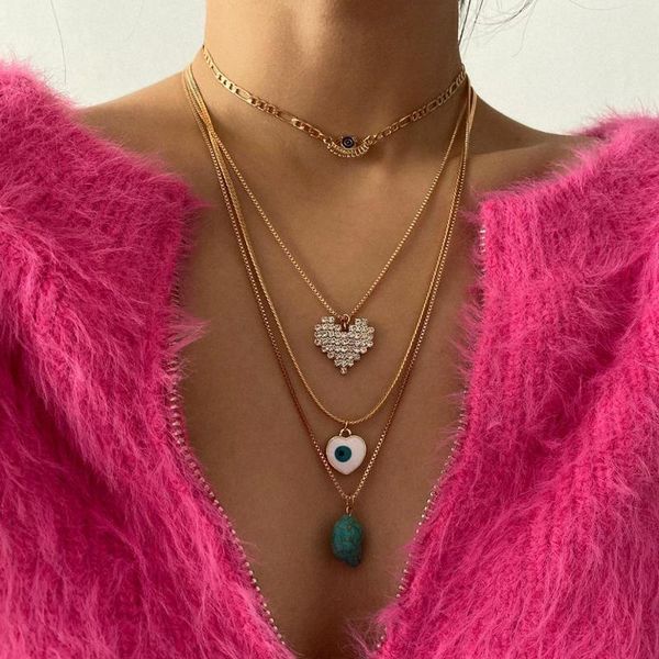 vintage multi layer eyes crystal heart pendant choker necklace bohemia ethnic blue stone accessories neck collar jewelry, Silver
vintage multi layer eyes crystal heart pendant choker necklace bohemia ethnic blue stone accessories neck collar jewelry, Silver