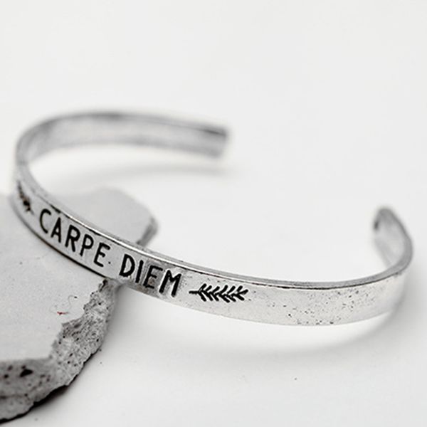 1pcs vintage "carpe diem open cuff bracelet bangles brief copper boho statement women simple jewelry selling gifts, Black
1pcs vintage "carpe diem open cuff bracelet bangles brief copper boho statement women simple jewelry selling gifts, Black