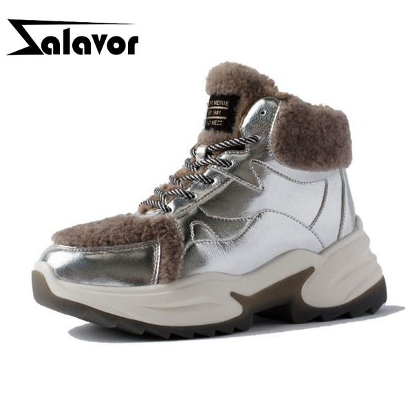 

zalavor women snow boots plush fur real leather thick sole keep warm ankle boots casual outdoor fashion snow shoes size 35-40, Black