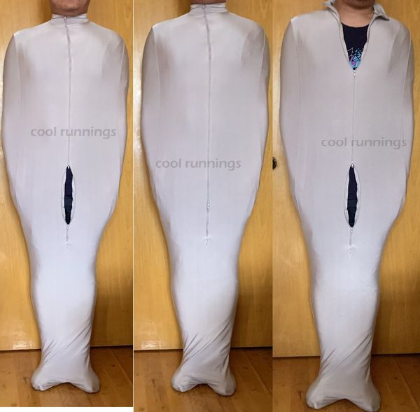 headless mummy three-way zipper lycra mummy zentai suit costumes sleeping bag with internal sleeves, Black
headless mummy three-way zipper lycra mummy zentai suit costumes sleeping bag with internal sleeves, Black