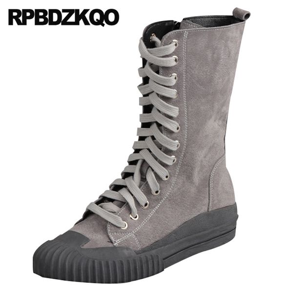 suede gray fall flat genuine leather women autumn shoes mid calf 2019 round toe lace up side zip boots comfortable, Black
suede gray fall flat genuine leather women autumn shoes mid calf 2019 round toe lace up side zip boots comfortable, Black