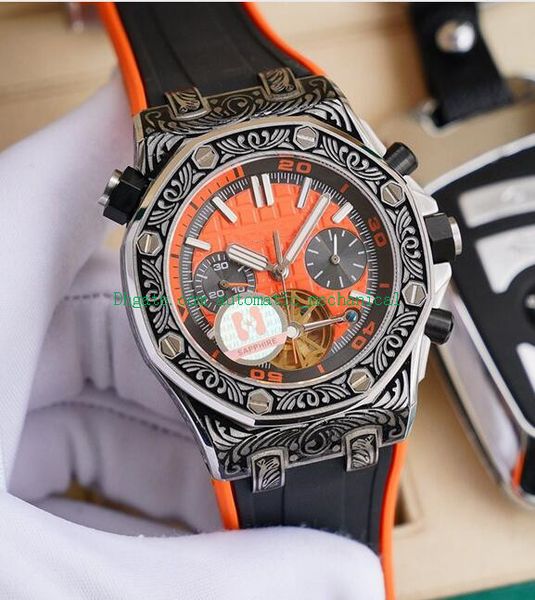 6 style offshore 44mm flywheel mens watch carving rubber band transparent back 316l steel sapphire automatic fashion men's watches, Slivery;brown
6 style offshore 44mm flywheel mens watch carving rubber band transparent back 316l steel sapphire automatic fashion men's watches, Slivery;brown