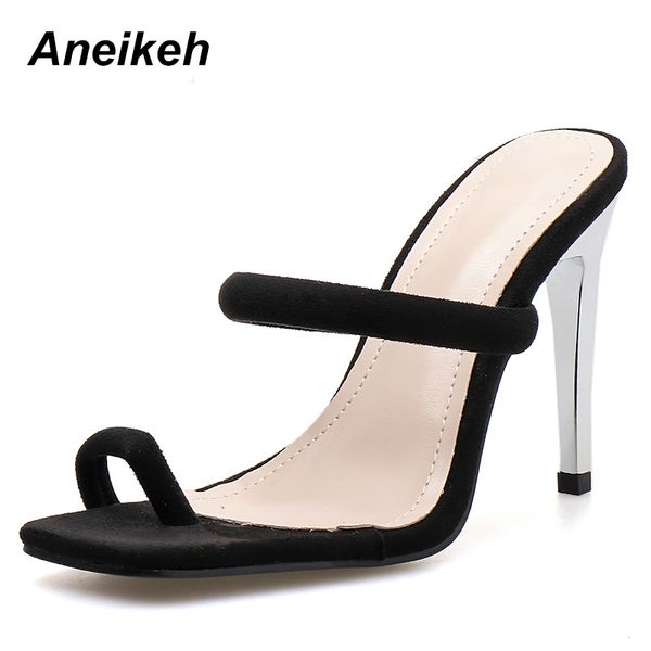 aneikeh 2019 gladiator fashion summer flock thin high heel slippers women open toe transparent shallow casual black size 35-40
aneikeh 2019 gladiator fashion summer flock thin high heel slippers women open toe transparent shallow casual black size 35-40